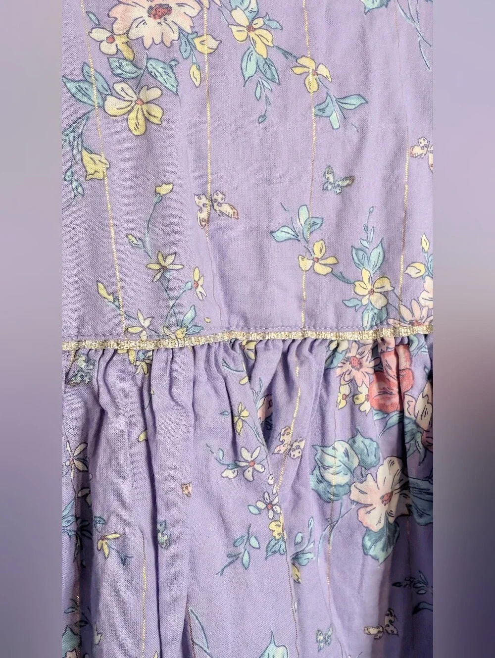 OSHKOSH Floral Lavender Dress With Silver Metallic Embellishments. Size 3T
